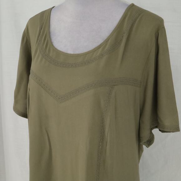 Torrid 4 Dress Plus 4X Olive Green Lined Rayon A-line Short Sleeve Pullover - Picture 8 of 12